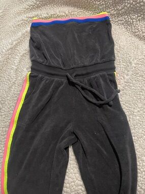 Black Strapless Jumpsuit with Neon Trim